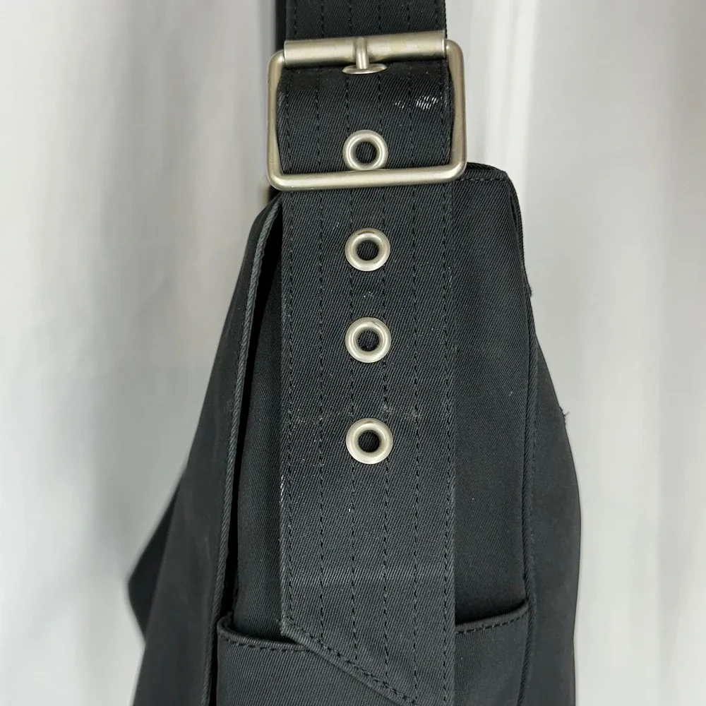 GAP Black Messenger Shoulder Bag Adjustable Strap Flap Nylon Lined